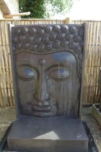 Product image of the product “Buddha-head (relief ) as a water feature, 155cm height, cast stone, handcrafted & coloured ”